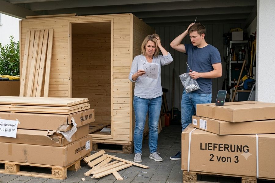 Sauna-Bausatz unvollständig