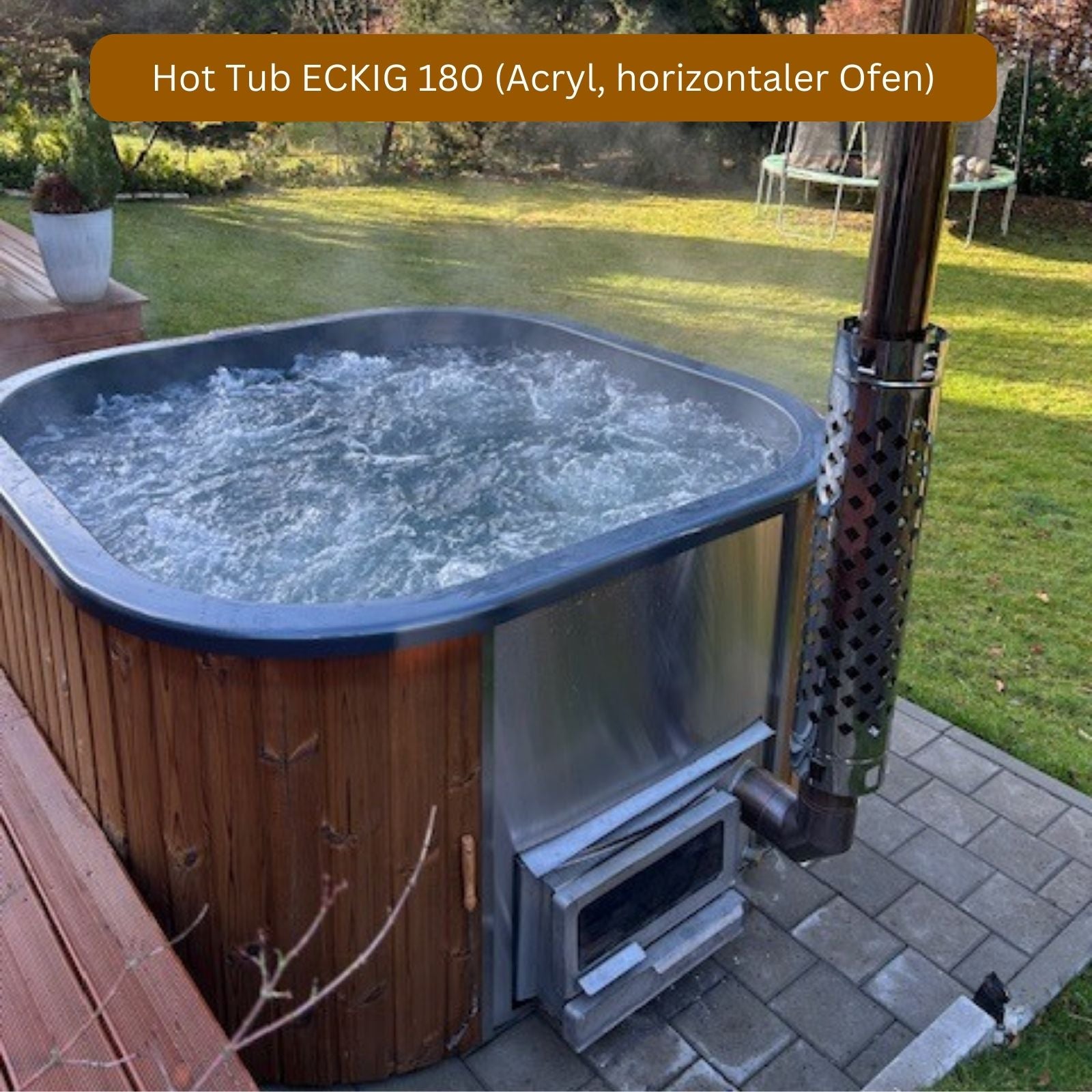 rechteckiger Hot Tub mit horizontalem Ofen von Memelwood