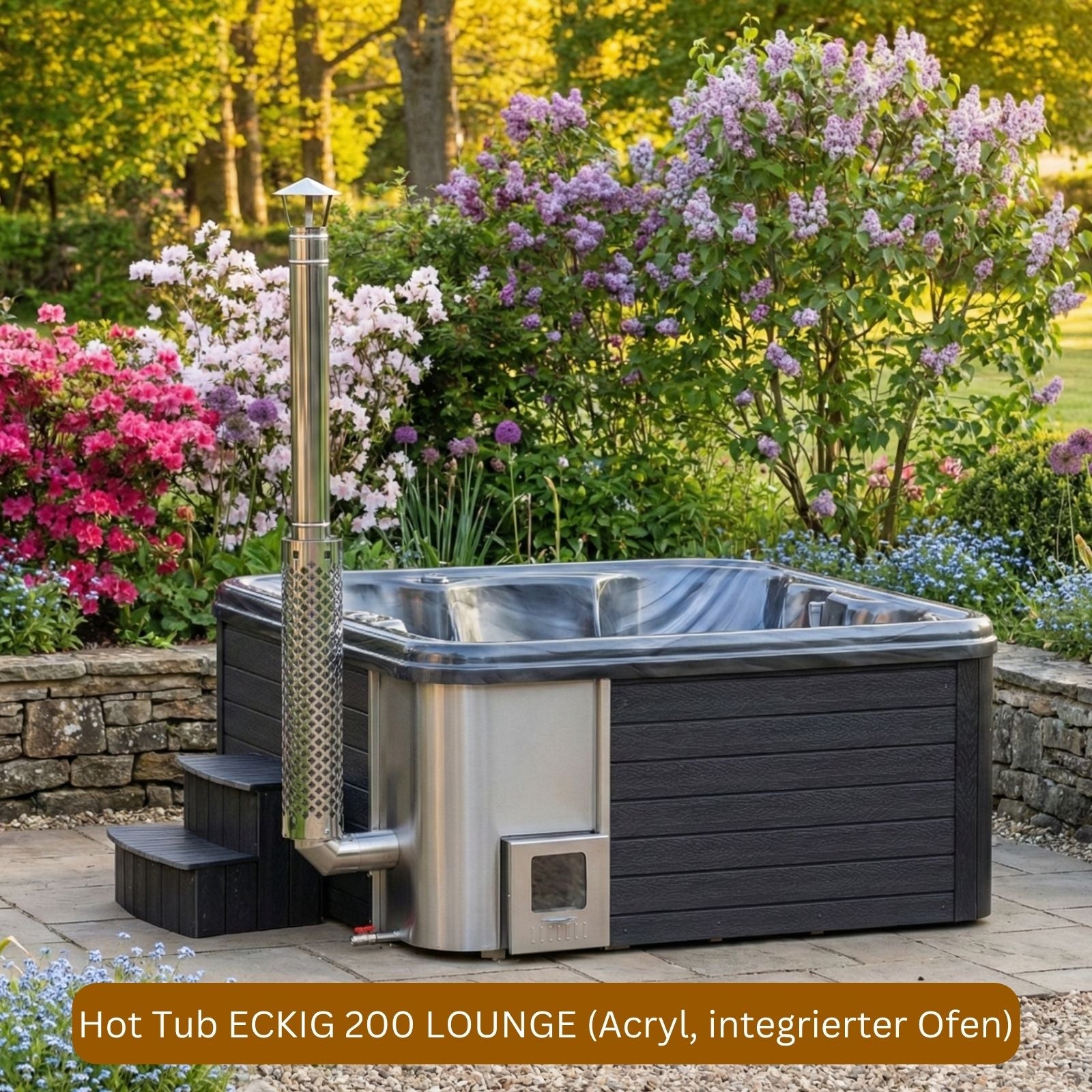 Hot Tub ECKIG 200 LOUNGE (Acryl, integrierter Ofen)