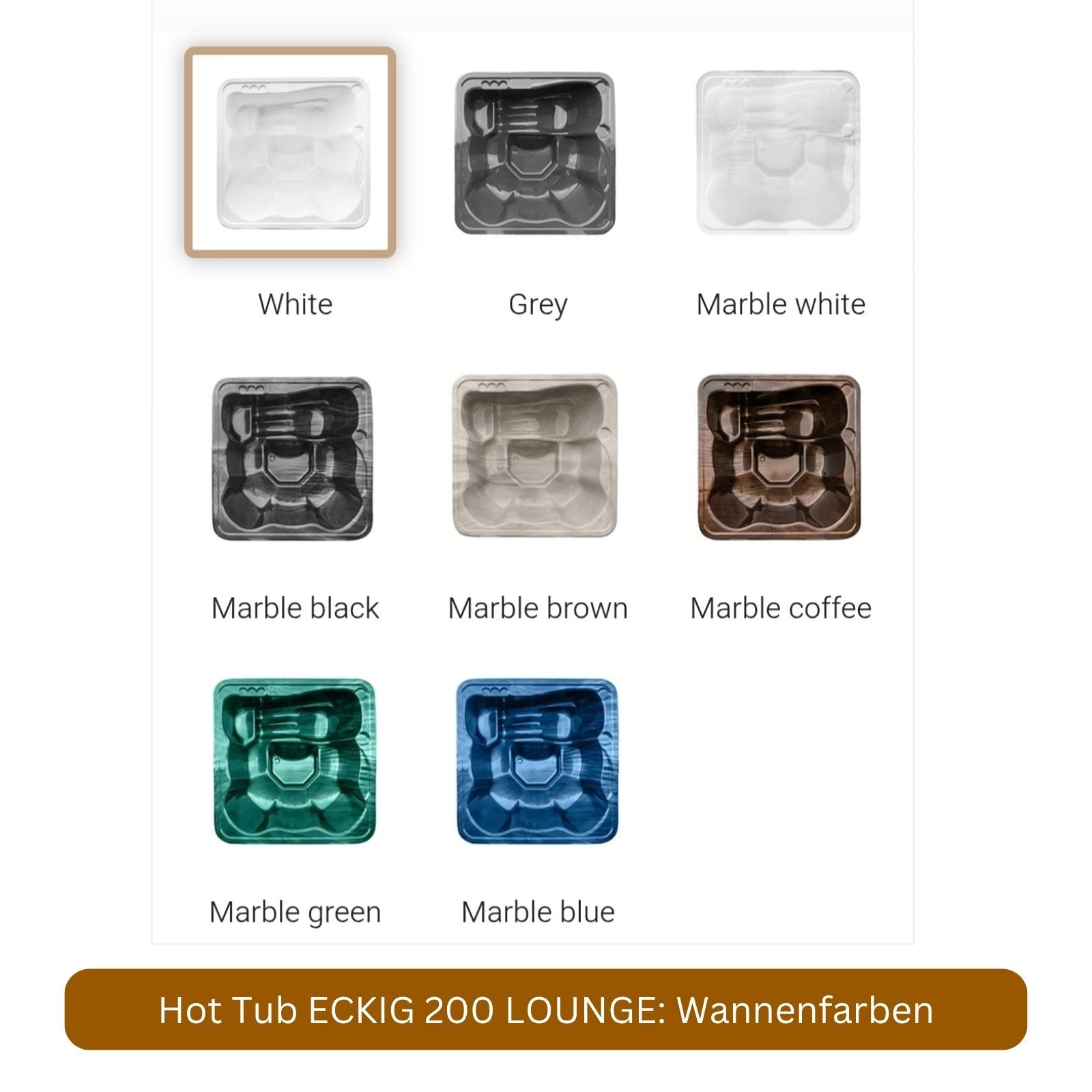 Hot Tub ECKIG 200 LOUNGE (Acryl, integrierter Ofen)