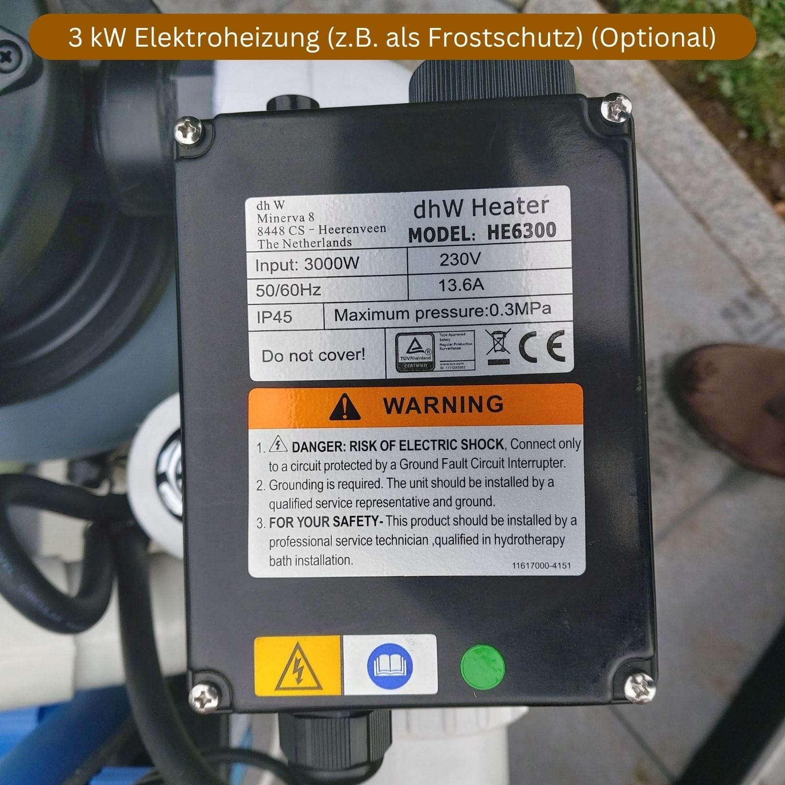 Elektroheizung des Memelwood Hot Tubs