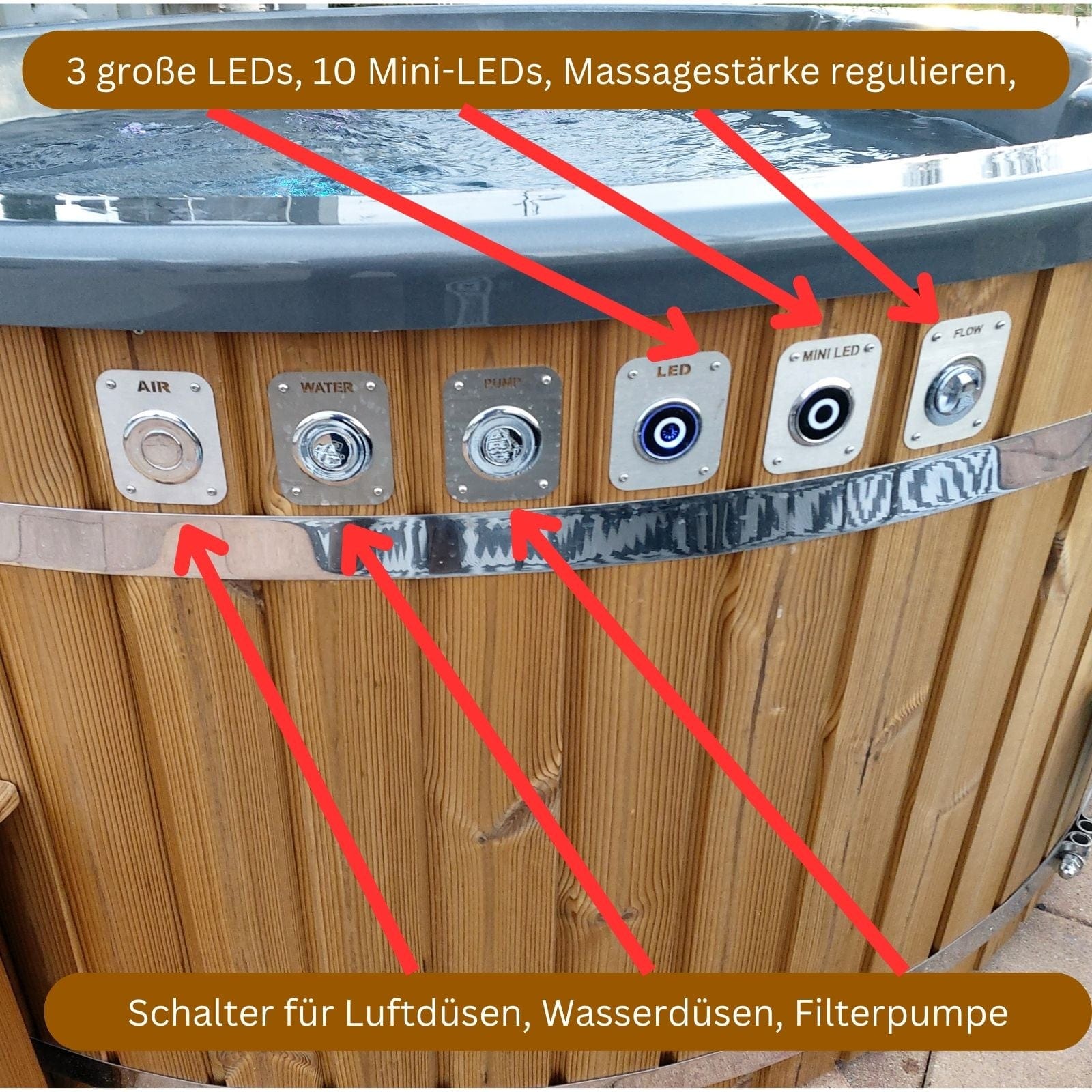Schalter des Memelwood Hot Tubs
