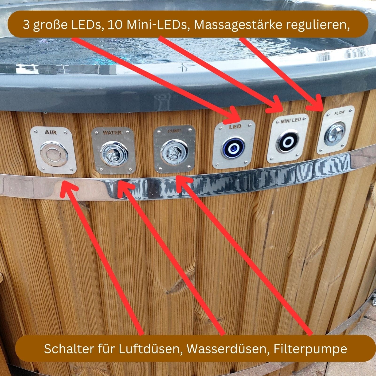 Schalter des Memelwood Hot Tubs