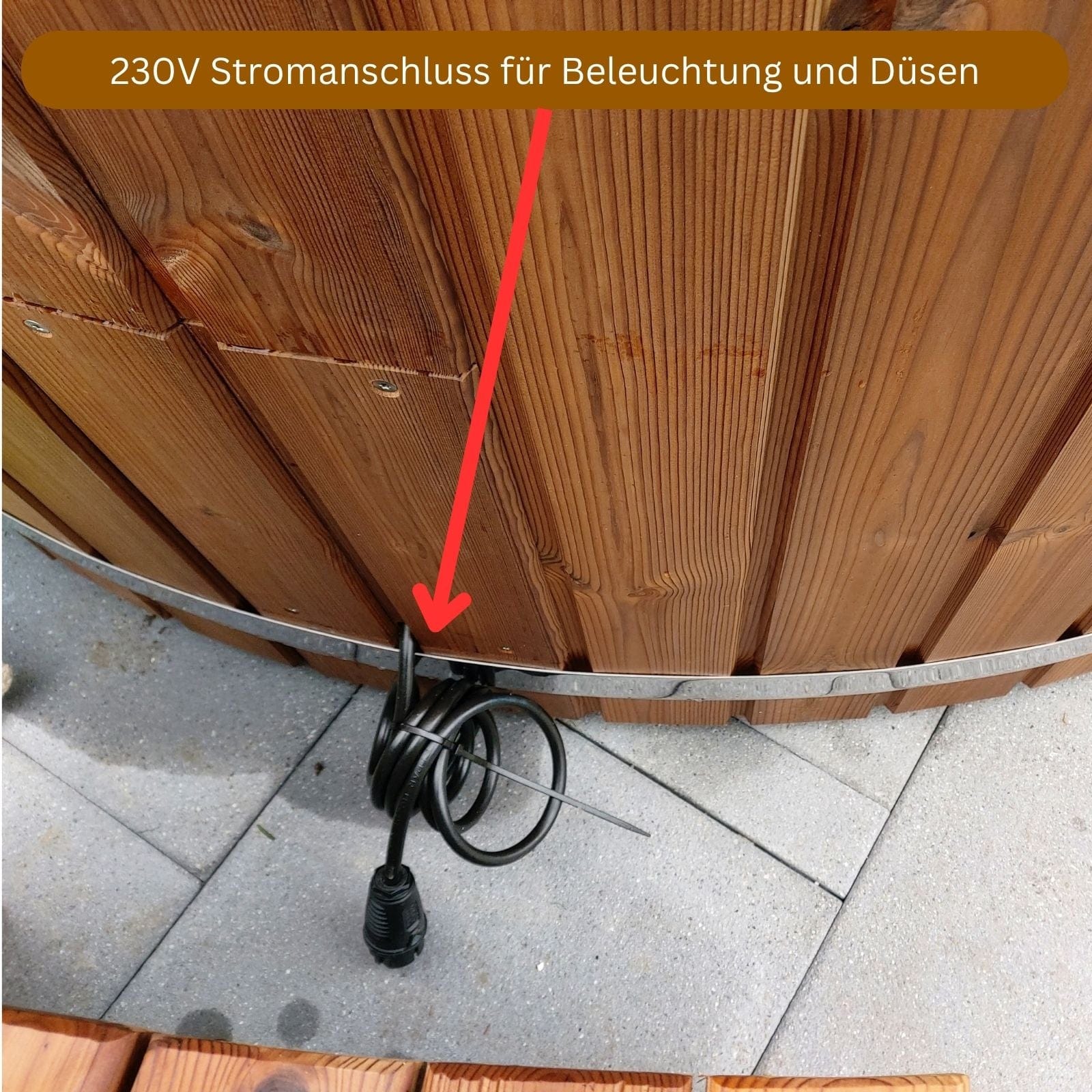 Stromanschluss des Memelwood Hot Tubs