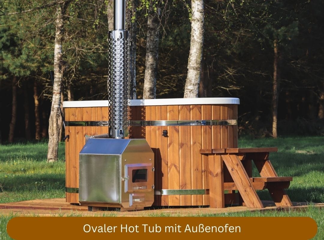 ovaler Hot Tub mit externem Ofen