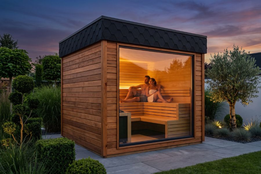 moderne gartensauna design