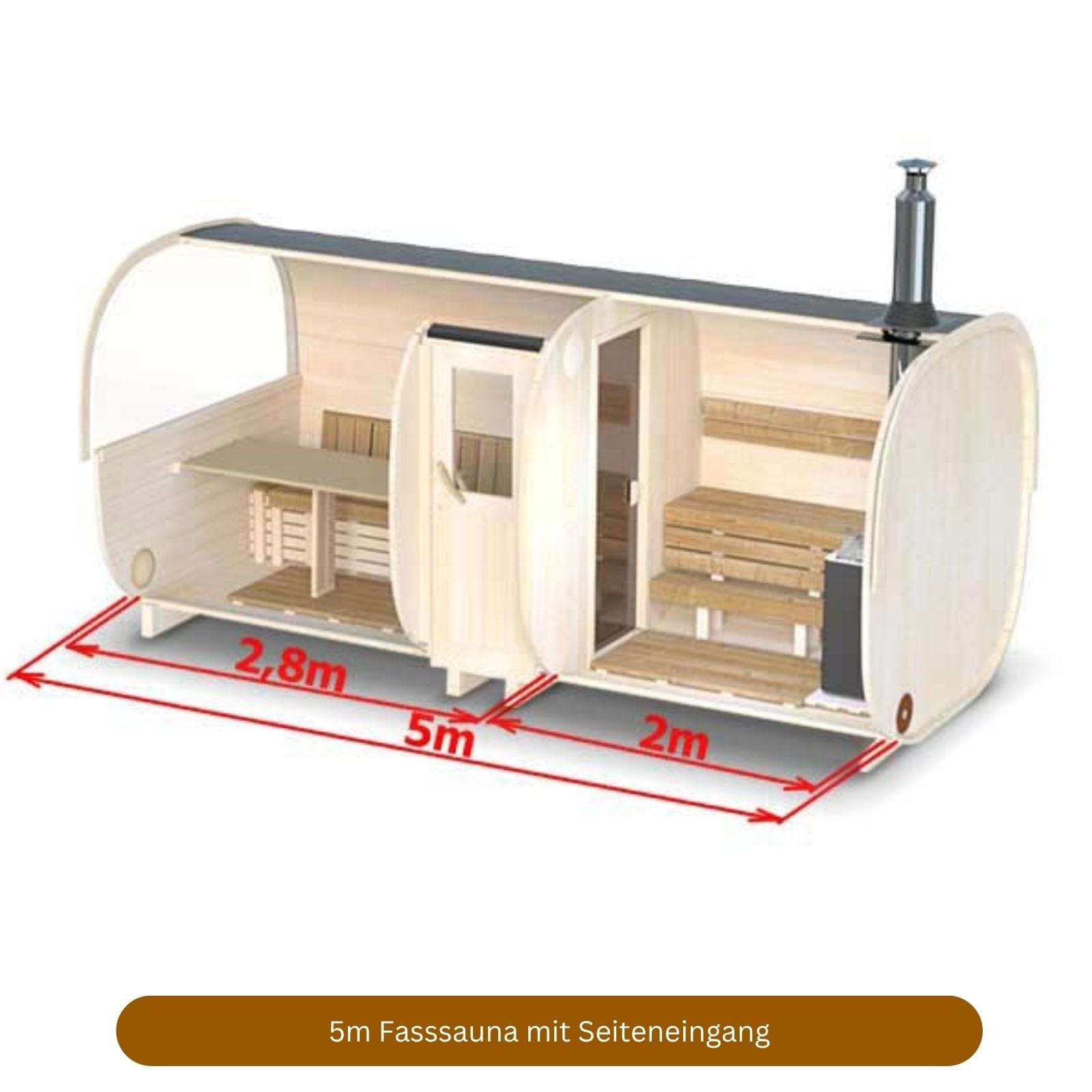 5m Sauna mit Seiteneingang