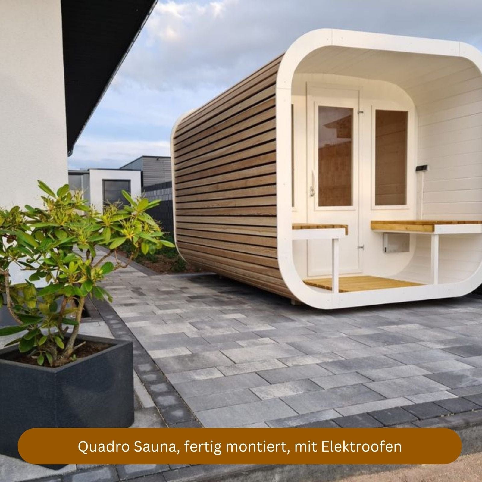 Quadro Sauna mit Elektroofen, fertig montiert