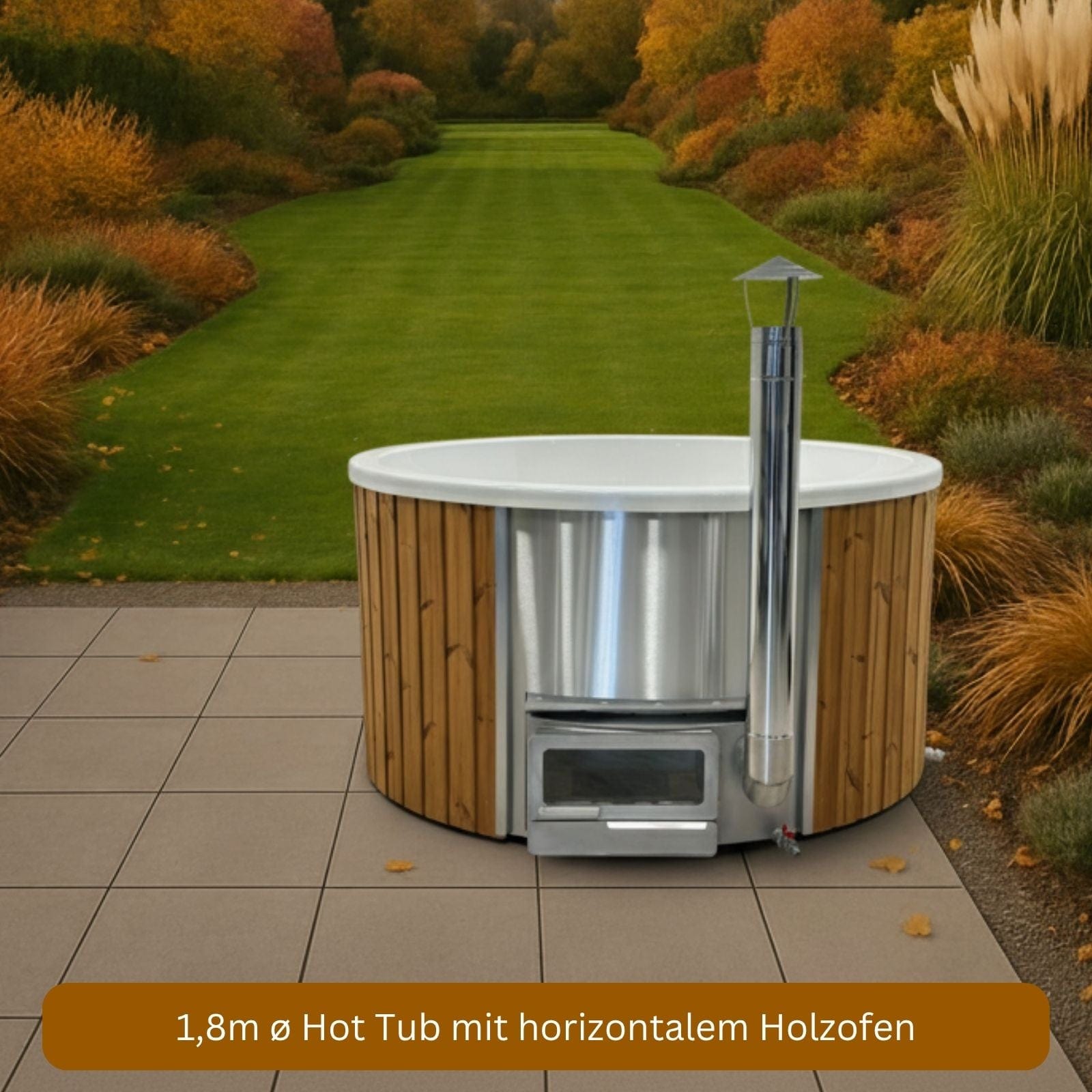 runder Hot Tub mit 1,8m Innendurchmesser mit horizontalem Ofen